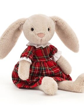 NWT Jellycat Tartan Lottie Bunny Plush Stuffed Animal Red Plaid Dress RETIRED